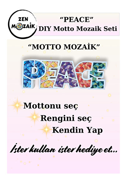 Zen Mozaik Motto Mozaik Seti - PEACE - Kendin yap mozaik seti (Masaüstünde ay...