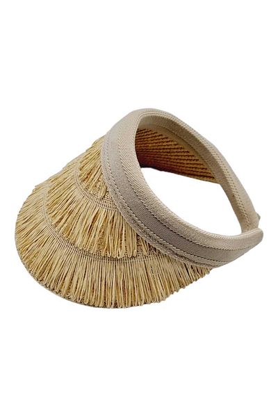 Trenderrs Women's Tasseled Straw Visor Hat
