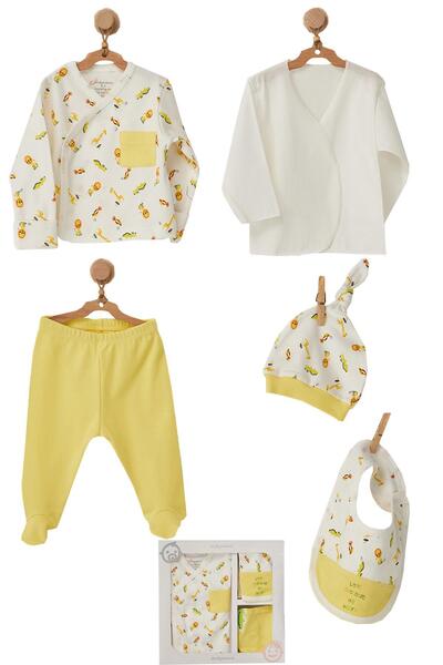 andywawa Erkek Bebek Hayvan Motifli 0-3 Ay Hastane Çıkış Seti Ac22520