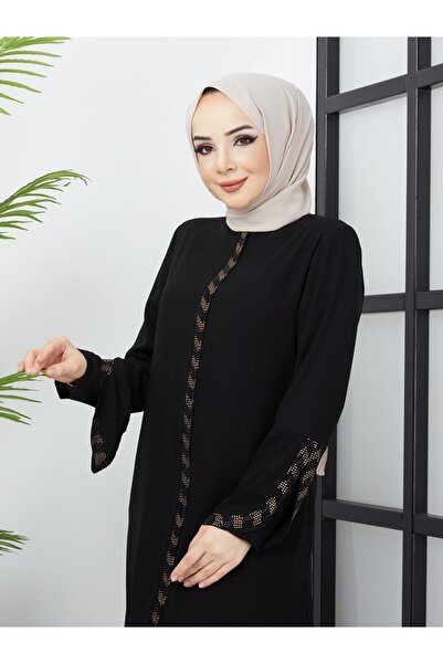 ELBİSHE Women's Large Size Jewelled Ferace