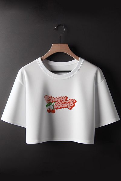 Vordevia Cherry Bomb Text Printed 2024 Coquette Fashion Oversize Ποδηλατικό λαιμόκοψη