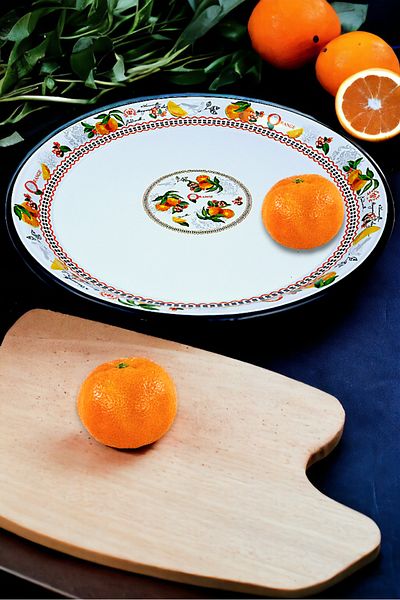İnci Emaye No 40 Enamel Tray Tableware, Food Presentation Tray, Floor Table Zinc ~38 cm