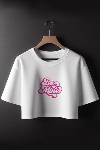 Vordevia Be Mine Text Printed Oversize Crew Neck Crop