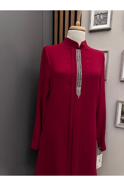 BERNEO Women's Judge Collar Stone Detailed Long Hijab Tunik