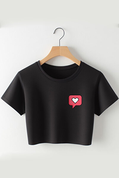 Vordevia Принт на сърце с балон 2024 Coquette Fashion Oversize блуза с кръгло деколте Crop