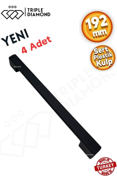 Triple Diamond 192mm Plastik Siyah Çekmece Kulpları Dolap Mobilya Kulp Sert P...
