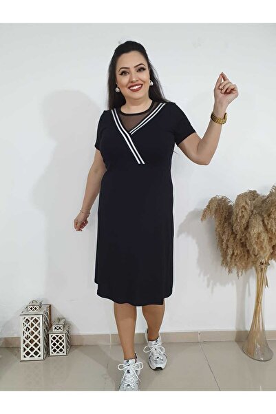 Melis Designer Φόρεμα με λεπτομέρεια από δίχτυ μεγάλου μεγέθους