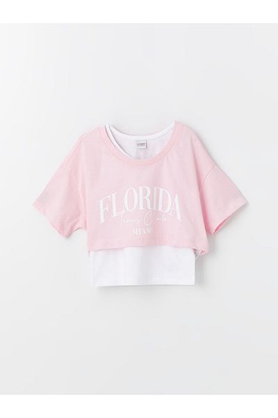 LC Waikiki Tricou și tricou pentru fete cu imprimeu cu decolteu triplu LCW