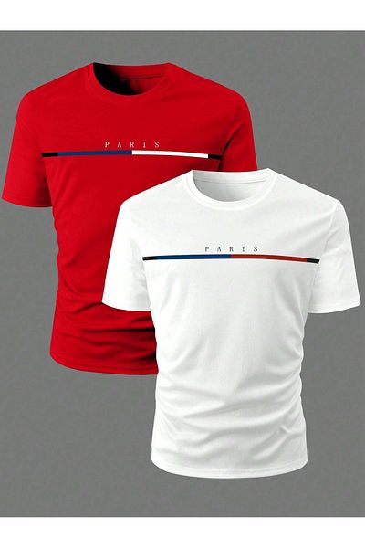 DAXİS Sportwear Company Pack of 2 Unisex Printed Oversize Crew Neck T-shirt