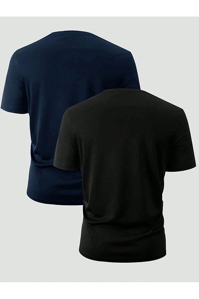 DAXİS Sportwear Company Pachet de 2 tricouri unisex imprimate oversize cu gât crew