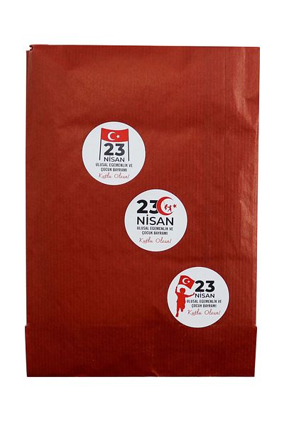 reprodesign 23 April Children's Day 3 Different Designed Adhesive Labels 4 cm Round 24 Pieces
