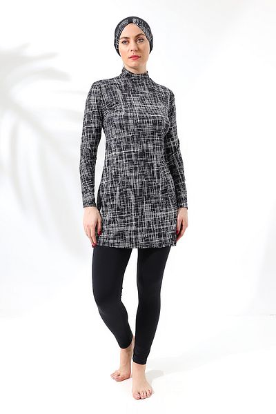 aykum LONG SLEEVE FULLY CLOSED LYCRAL PATTERNED TESETURY SWIMSUIT