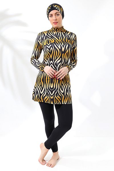 aykum LONG SLEEVE FULLY CLOSED LYCRAL PATTERNED TESETURY SWIMSUIT