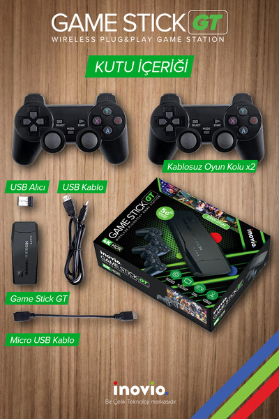 İNOVİO GAME STİCK 20.000 NOSTALJİK OYUNLU ÇİFT KOLLU KABLOSUZ EĞLENCE
