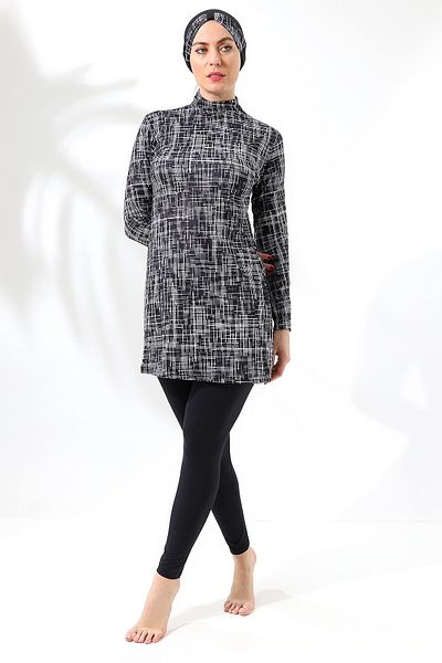 aykum LONG SLEEVE FULLY CLOSED LYCRAL PATTERNED TESETURY SWIMSUIT