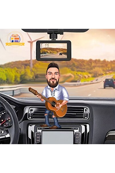 3D Hediye Dünyası Araba Dikiz Ayna Süsü Gitar Çalan Karikatürlü Biblo Hediye