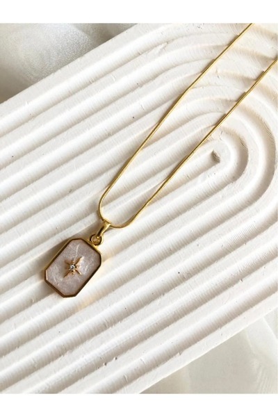 Fiamoss Kadın Çelik Kutup Yıldızı Plaka Kolye