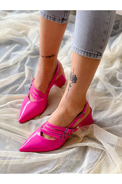 irmona MIA FUSIA SANDALE CU TOC CU 3 CATARAME din Piele Lacuita