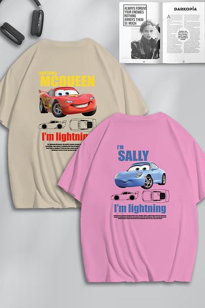 macklin McQueen & Sally BACK Printed Unisex Lightning Oversize T-Shirt