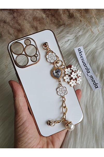 Aksesuarda Moda حافظة ليزر متوافقة مع هاتف iPhone 15 PRO MAX مع زهور وأحجار و...