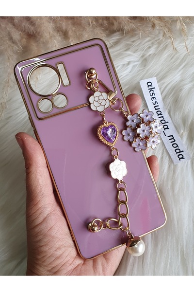 Aksesuarda Moda İNFİNİX NOTE 12 VİP UYUMLU ÇİÇEKLİ TAŞLI GOLD DETAYLI LAZER KESİM PARLAK KILIF