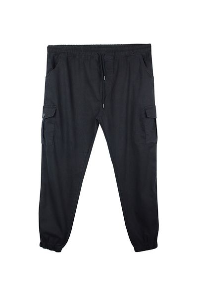 marufshop Ανδρικό τζιν Jogger με τσέπη Cargo Κατάλληλο για Ανδρικό Μεγάλο Μέγεθος Μεταξύ 100-156 κιλών Μαύρο