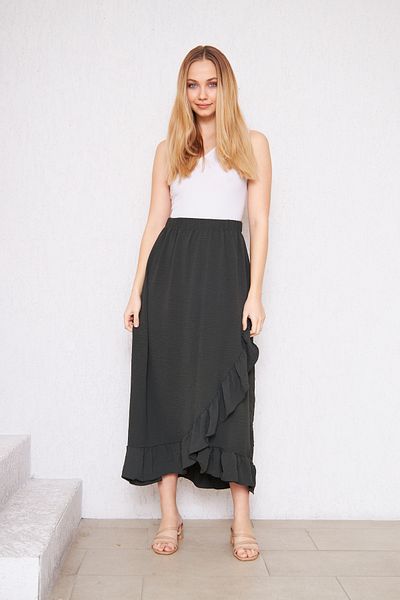 Rudaconcept Fustă de vară KHAKI Frilly Ayrobin, Fustă Ayrobin, Fustă de vară, Cadou, Fustă Hijab, fustă, Fustă subțire