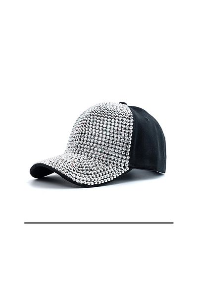 ARBABAG&ACCESSORY BLACK-SILVER STONE DECORATED ADJUSTABLE WOMEN'S HAT