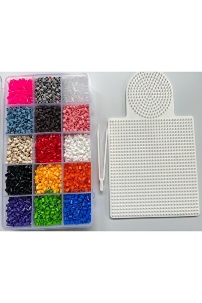 Hdg Hamarat Çocuk Ütü Ile Yapışan Boncuk Seti 5.000 'li Midi Boy Boncuk Dizme Kalıbı Cımbız