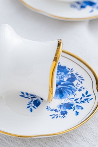 ACAR Porselen Jasmin 6 Kişilik Kahve Fincan Takımı Beyaz Desen-2 - HXF-05175