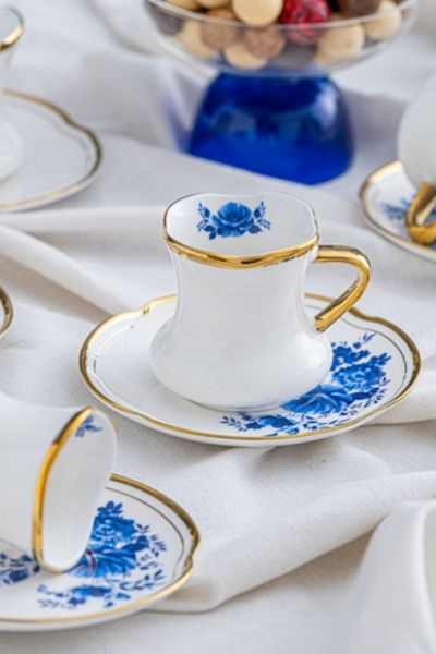 ACAR Porcelain Jasmin 6-Person Coffee Cup Set White Pattern-2 - HXF-05175