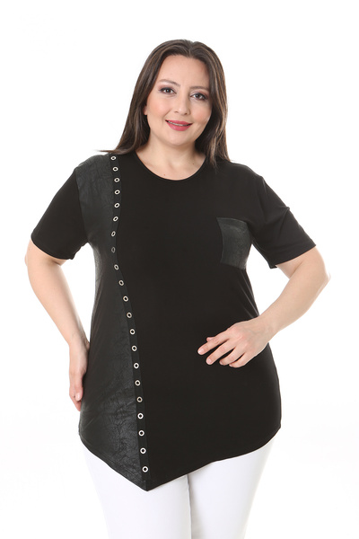 XL Modam WOMEN'S LARGE SIZE PIECE LEATHER BIRD EYE TUNIC