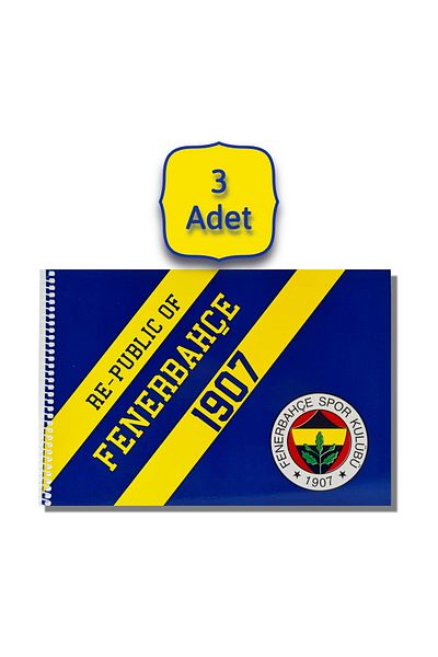 Fenerbahçe 24x34 15 Sheets Cardboard Cover Spiral Painting Book 3 Pieces