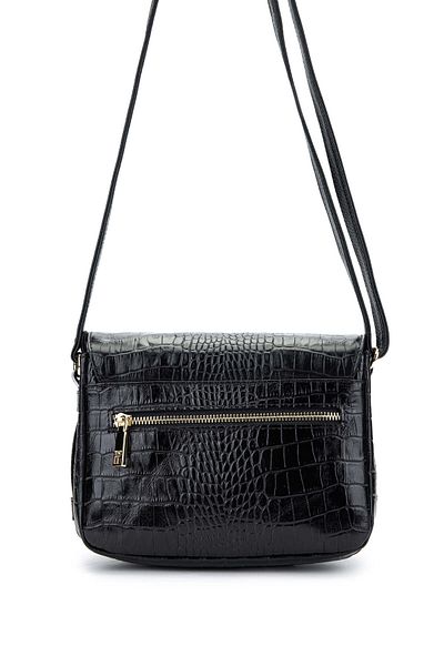 Tamer Tanca Women's Genuine Leather Black Crocodile Messenger Bag