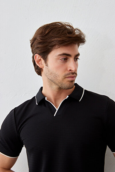 RAVANELLI Men's Modern Slim Fit Polo Neck T-shirt