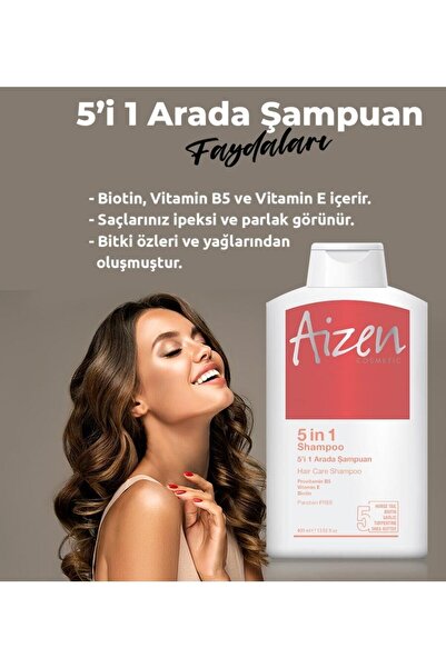 Aizen 5'i 1 Arada Şampuan Kepek Önleyici Ve Saç Dökülme Karşıtı Şampuan 3'lü Fırsat Paketi 1200 ml