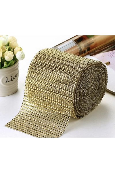 YENİ HEDİYELİK DÜNYAM Christmas 24 Rows - Gold Colored Plastic Empty Stone Look Wafer Strip 1m