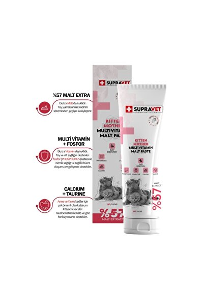 Supravet Kitten Mother Kalsiyum Ve Taurinli Multivitamin Malt Paste 100 Gr