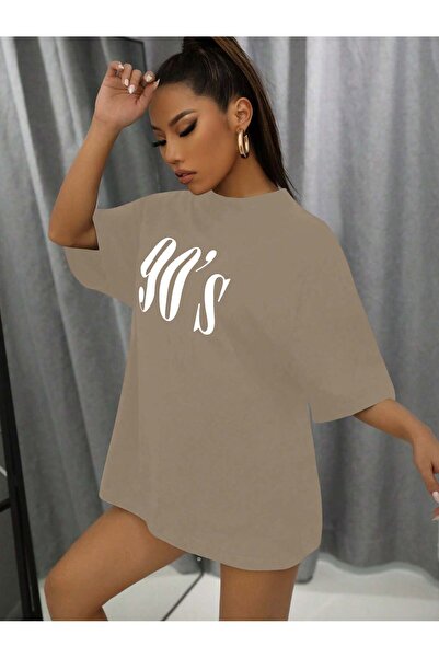 Revasser Πολύχρωμο Unisex Oversize βαμβακερό μπλουζάκι 90's - Crew Neck, Special Printed