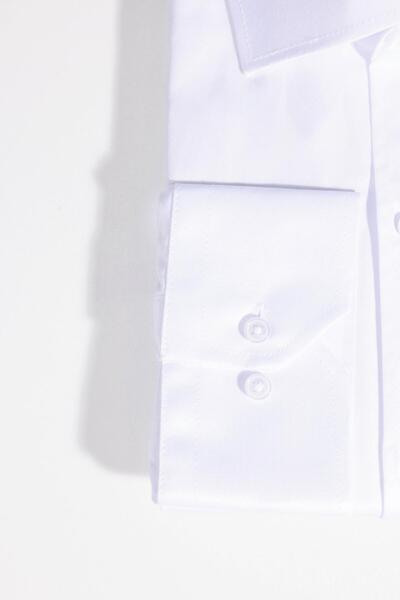 Tudors Büyük Beden Saten Erkek Beyaz Gömlek