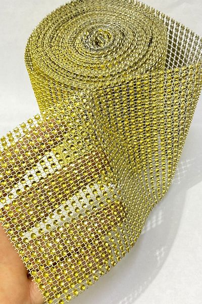 Aker Hediyelik Decorative Ribbon Accessory Gold Ptik Ribbon Stone 1 Meter 24 Rows – Decorative Ribbon
