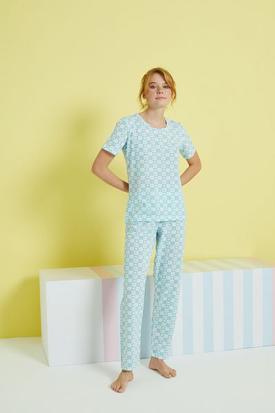 Siyah İnci multicolored Knitted Pajama Set