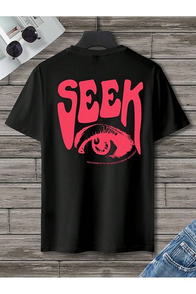 Revasser Unisex Γυναικείο/Ανδρικό SEK Πολύχρωμο, προσαρμοσμένο εμπριμέ, βαμβακερό χτενισμένο μπλουζάκι με λαιμόκοψη