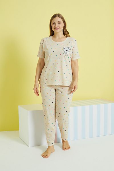 Siyah İnci Set de pijamale tricotate supradimensionate Curve Plus Size multicolor