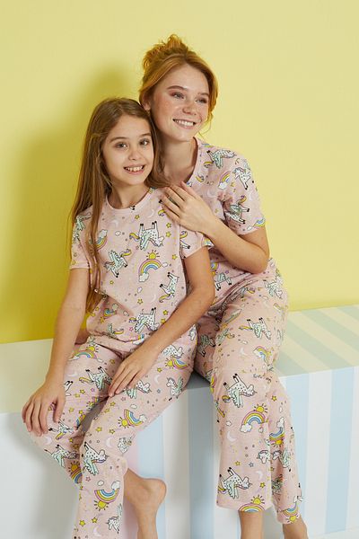 Siyah İnci multicolored Knitted Pajama Set