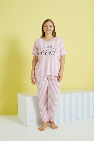 Siyah İnci Set pijamale tricotate supradimensionate Curve Plus Size multicolor