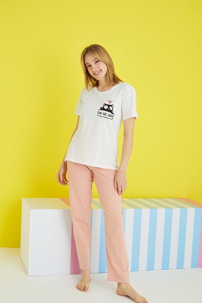 Siyah İnci multicolored Knitted Pajama Set