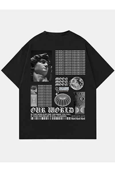 Revasser Unisex majica za žene/muškarce MOON, šarena, prilagođena, široka, pa...