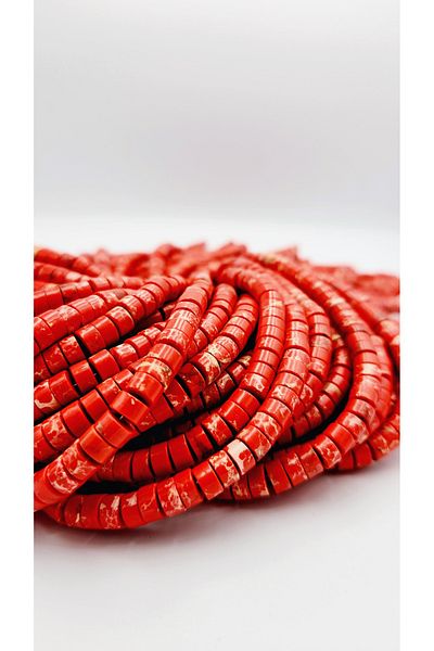 Yüksel Boncuk 6x3 mm Disc Red Variscite Stone Natural Stone String