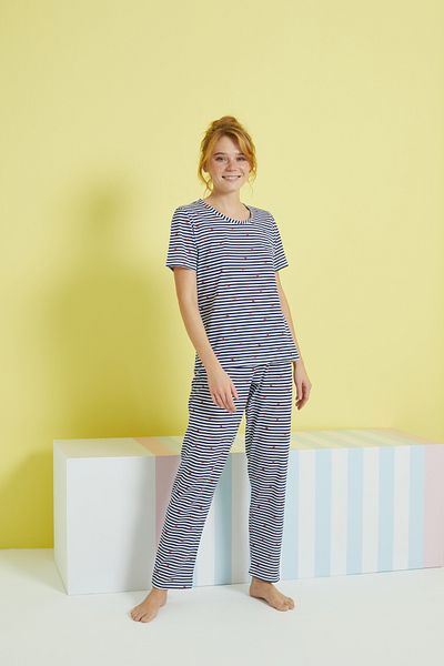 Siyah İnci multicolored Knitted Pajama Set